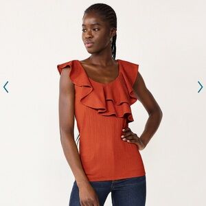 Women’s Nine West Tiered Flutter Sleeveless Top LARGE NWT summer fashion